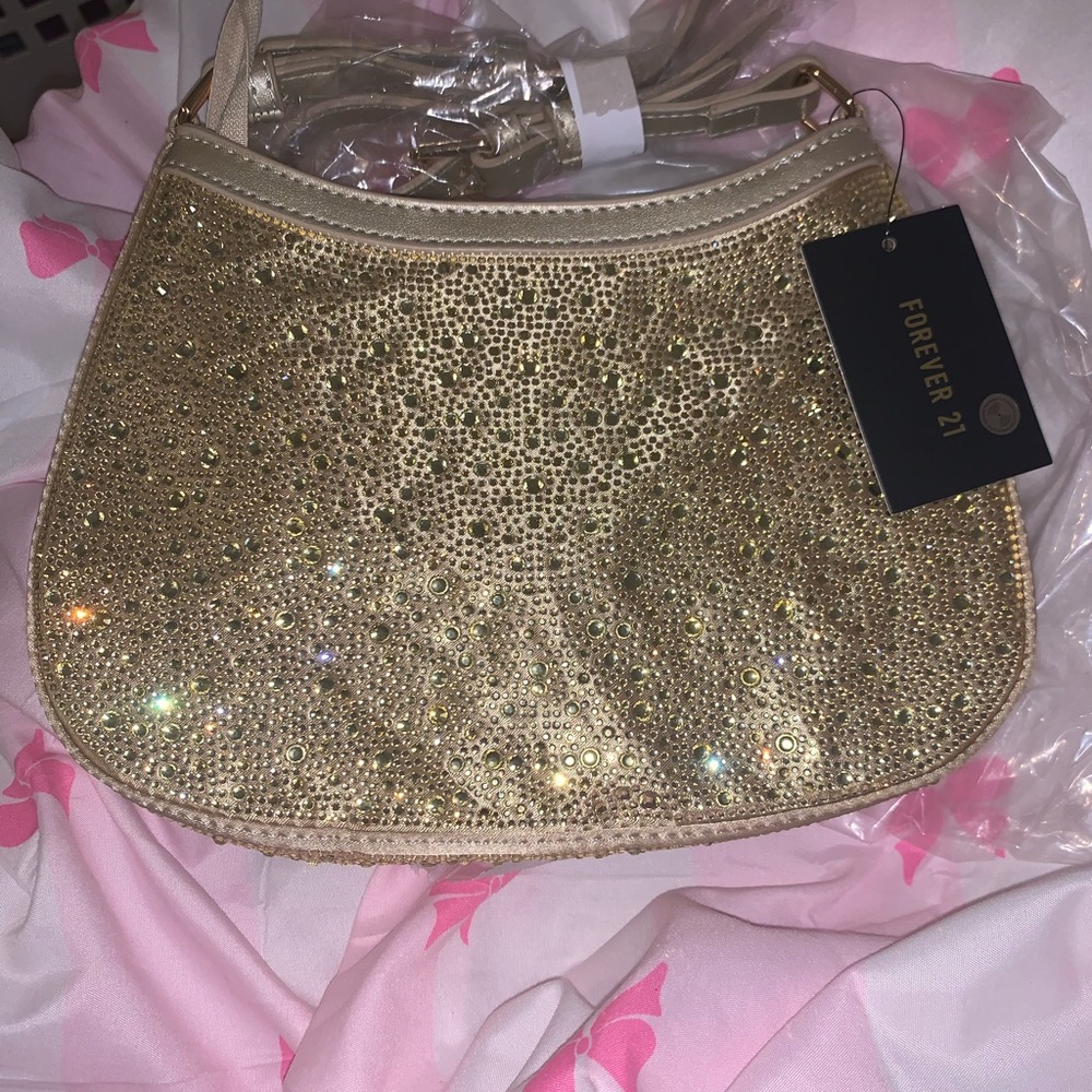 Forever 21 gold rhinestone purse